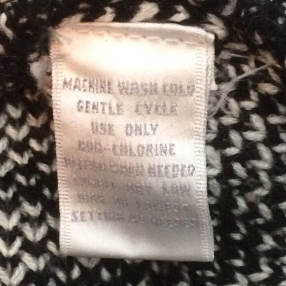 Worthington Womens Open Front Cardigan Size M Black White Houndstooth Fringes - Picture 6 of 11